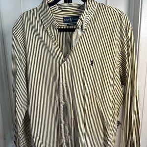 Ralph Lauren Men's Black and White Striped Shirt